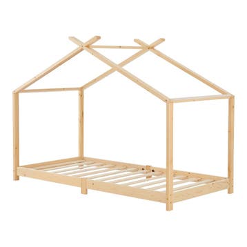 Kinderbed Brome huisbed met matras 90x200 cm houtkleurig en, Verzenden, Nieuw