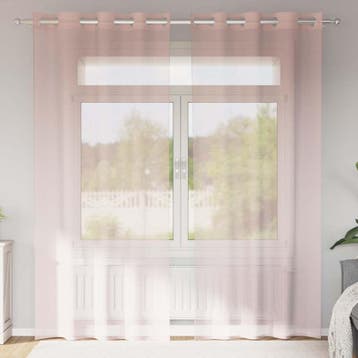 vidaXL Gordijnen voile met doorvoertules 2 st 140x245 cm, Verzenden, Nieuw, Roze
