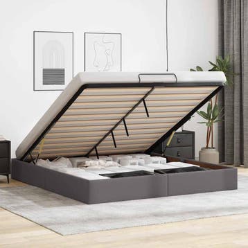 vidaXL Bedframe zonder matras 160x200 cm kunstleer grijs, Overige materialen, Verzenden, 200 cm, Grijs