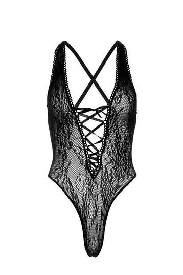Sexy Lingerie stringbody Leg Avenue fishnet met veterdetail, Kleding | Dames, Verzenden