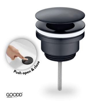 Wastafelplug - Afvoerplug - Universeel Push Open - Zwart, Doe-het-zelf en Verbouw, Ophalen of Verzenden, Nieuw, Rvs