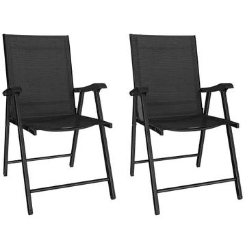 2-delige Set Opklapbare Tuinstoel Met Hoge Rugleuning Armleu, Verzenden, Nieuw