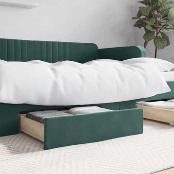 vidaXL Bedlades 2 st bewerkt hout en fluweel donkergroen, Verzenden, Nieuw, Groen, Hout