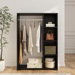 Kledingkast 123x90x30 cm Nesbyen zwart [en.casa], Verzenden, Nieuw