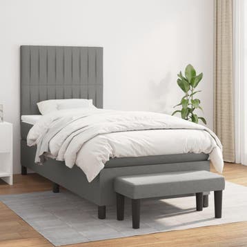 vidaXL Boxspring met matras stof donkergrijs 100x200 cm, 100 cm, Eenpersoons, Verzenden, Nieuw