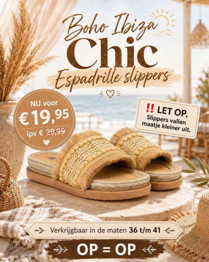 Ibiza boho Chic Espadrille slipper, Kleding | Dames, Schoenen, Slippers, Overige kleuren, Nieuw, Ophalen of Verzenden