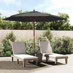 vidaXL Parasol met houten paal 299x240 cm zwart, Tuin en Terras, Verzenden, Nieuw, 2 tot 3 meter