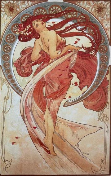 Marie Alphonse Mucha - “La Danse, 1898”. Gesigneerd in de