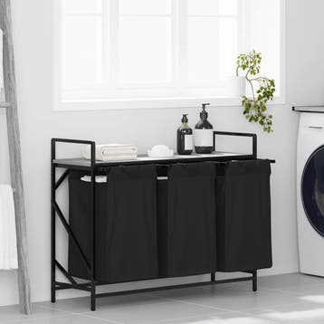 vidaXL Wasmand 3 vakken met plank grijs sonoma eiken, Verzenden, Nieuw