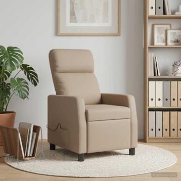 vidaXL Massage Recliner Cappuccino Kunstleer, Verzenden, Nieuw