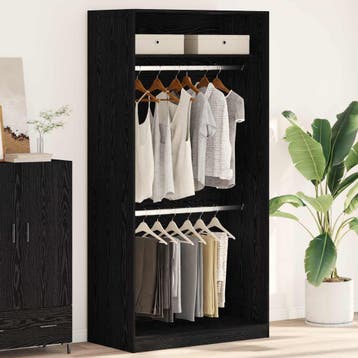 vidaXL Kledingkast Zwart Eiken 100 x 50 x 200 cm Bewerkt, Huis en Inrichting, Kasten | Kledingkasten, Verzenden, Nieuw
