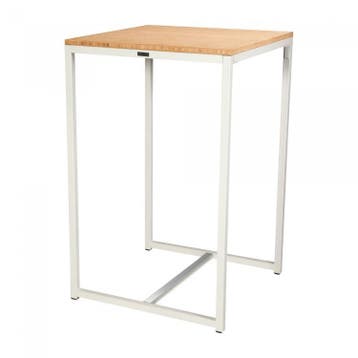 Statafel Kubo Party | Staal | Wit/Bamboe | 70 x 70 x 110 cm, Verzenden, Nieuw in verpakking