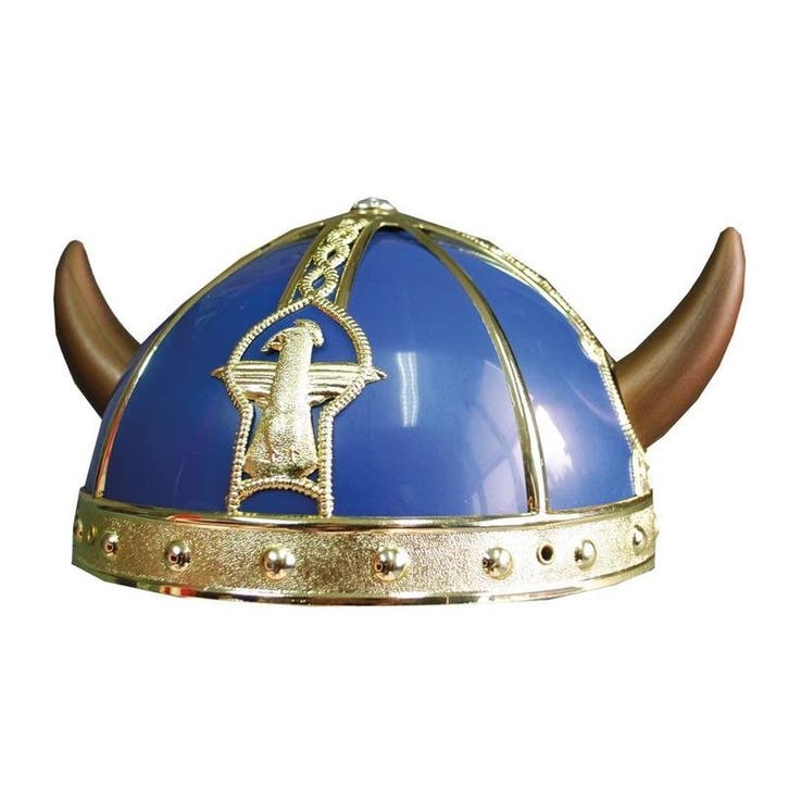 Gallier/Vikingen verkleed helm blauw met hoorns - Helmen, Hobby en Vrije tijd, Feestartikelen, Ophalen of Verzenden