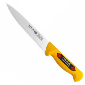 Eikaso Solingen Vleesmes 16 cm – Stijf Lemmet – Geel Han, Ophalen of Verzenden, Nieuw, Rvs of Chroom, Los bestek