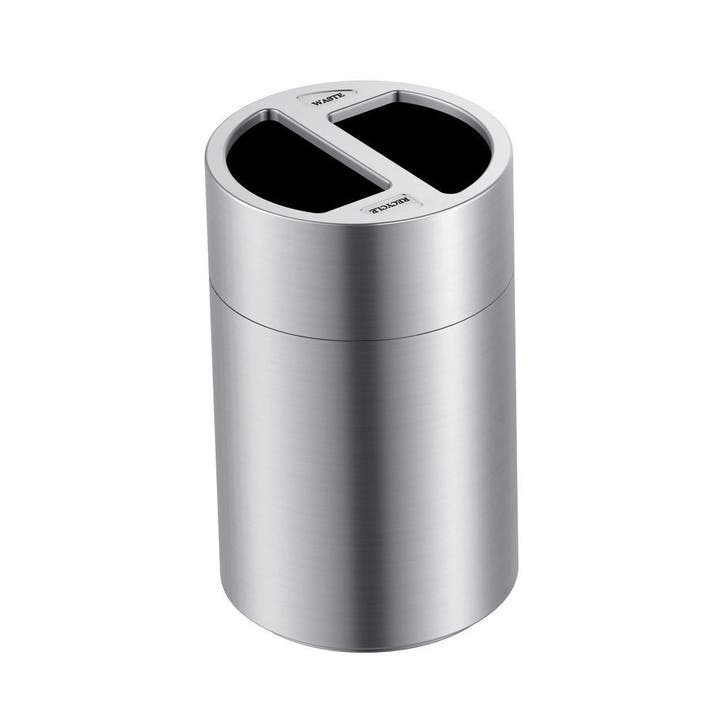 Recycling afvalbak grote capaciteit 2x60 ltr - aluminium, Huis en Inrichting, Woonaccessoires | Prullenbakken, Nieuw, Verzenden
