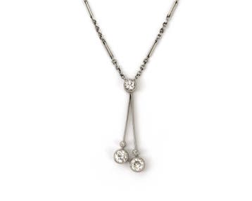 14 krt. witgouden en platina Belle Époque négligée collier, Gebruikt