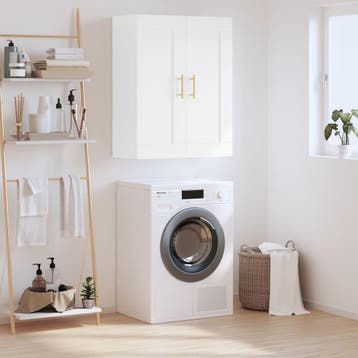 vidaXL Wandkast 69,5x34x90 cm bewerkt hout wit, Minder dan 50 cm, Verzenden, Nieuw, Minder dan 100 cm