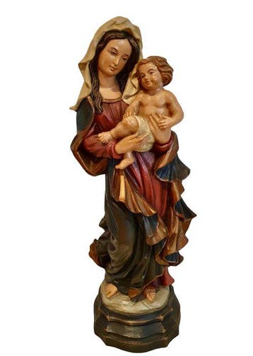 sculptuur, Madonna met kind - 38 cm - Lindehout - 1980