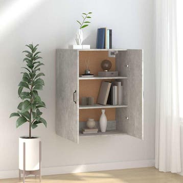 vidaXL Hangkast 69,5x34x90 cm bewerkt hout betongrijs, Minder dan 50 cm, Verzenden, Nieuw, Minder dan 100 cm