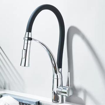 Zwarte keukenkraan uittrekbaar warm en koud, Verzenden, Nieuw