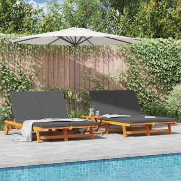 vidaXL Ligstoel Bruin 125 x 200 x 84 cm Massief Acaciahout, Verzenden, Nieuw