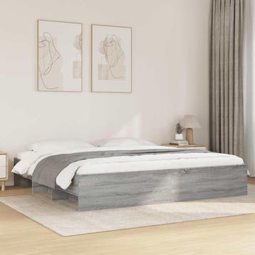 vidaXL Bedframe zonder matras 180x200 cm spaanplaat grijs, Huis en Inrichting, Slaapkamer | Bedden, Eenpersoons, Verzenden, Nieuw