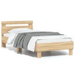 Bed met LED 75x190cm | Sonoma Eiken | Tweedekansje | OP=OP, Verstelbaar, Eenpersoons, Bruin, Nieuw