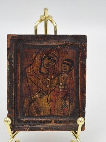 Antiek Ethiopisch Hand-Icoon - Heilige Maagd Maria met Kind