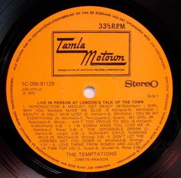 Temptations, The - Live In Person At Londons Talk Of Town, Ophalen of Verzenden, Gebruikt