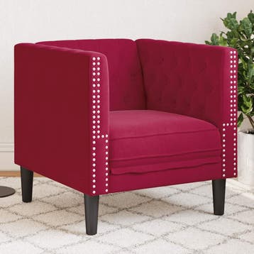 vidaXL Fauteuil Chesterfield-stijl fluweel wijnrood, Verzenden, Nieuw, Eenpersoons, Stof