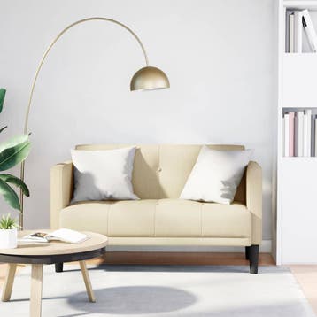 vidaXL Loveseat Bank Crème 111 cm Stof, Verzenden, Nieuw, Stof, Minder dan 150 cm