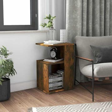 vidaXL Bijzettafel 36x30x56 cm bewerkt hout gerookt, Huis en Inrichting, Verzenden, Nieuw, 45 tot 60 cm