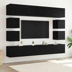 vidaXL Tv-meubelset Wandgemonteerd 8 pcs Zwart Eiken Bewerkt, Minder dan 50 cm, Verzenden, Nieuw, Minder dan 100 cm