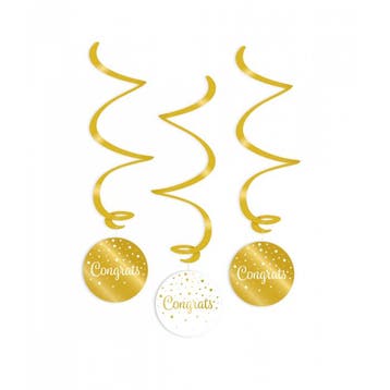 Werveldecoratie Congrats Goud/Wit, Verzenden, Nieuw, Feestartikel