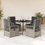 vidaXL 5-delige Tuinset met kussens poly rattan grijs, Tuin en Terras, 4 zitplaatsen, Nieuw, Tuinset, Verzenden