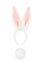 Haarband Konijn Lange Oren Wit met Staart Diadeem Konijnenor, Ophalen of Verzenden, Nieuw, Carnaval, Accessoires