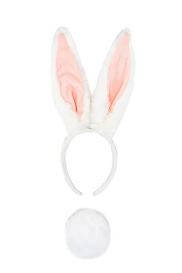 KIMU® Haarband Konijn Lange Oren Wit met Staart Diadeem Koni, Ophalen of Verzenden, Nieuw, Carnaval, Accessoires