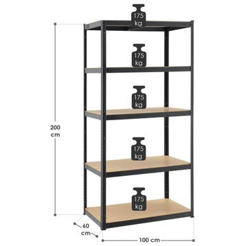 Stellingkast / Opbergkast - Basic - 200 x 100 x 60cm - Grijs, Verzenden, Nieuw