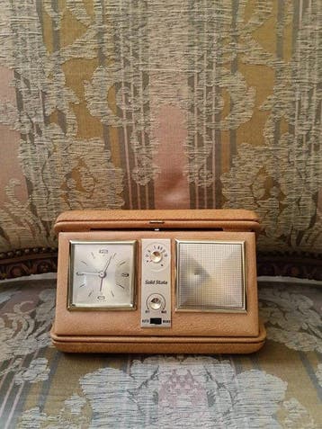 Tafelklok, Reisklok - Vintage Leder - 1950-1960 - Het
