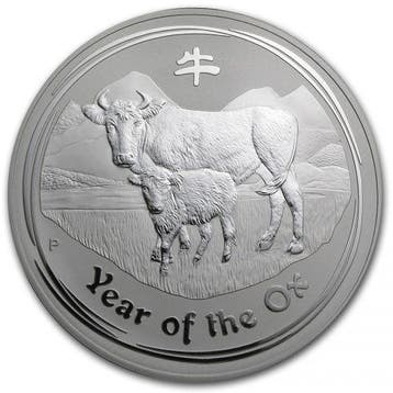 Lunar II - Year of the Ox - 2 oz 2009 (18.570 oplage), Postzegels en Munten, Munten | Oceanië, Verzenden, Losse munt, Zilver