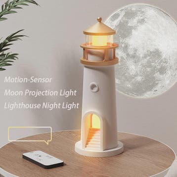 Unieke Maan Projectie Vuurtoren Lamp met Muziek & Bewegingss, Verzenden, Nieuw