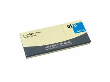 Info notes 3 x 50x40mm geel 3 bloks a 100 vel, Ophalen of Verzenden, Nieuw in verpakking, Overige typen