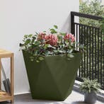 vidaXL Plantenbak Olijf Groen 50 x 50 x 50 cm Staal, Verzenden, Minder dan 60 cm, Nieuw, Metaal