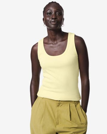 HEMA Damessinglet Anouk rib geel, Kleding | Dames, Verzenden, Nieuw