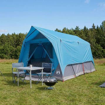 vidaXL Tunneltent met dak Blauw 8-persoons Polyester en, Caravans en Kamperen, Verzenden, Nieuw, Tot en met 2