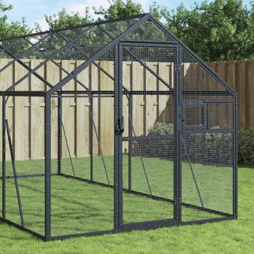 vidaXL Volière 1,79x6x1,85 m aluminium antracietkleurig, Verzenden, Nieuw