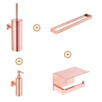 Toilet accessoires set Mat rose goud design met beugel en, Verzenden, Nieuw