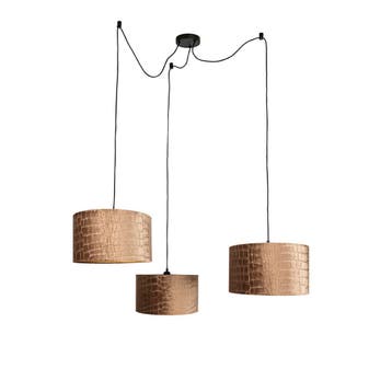 Hanglamp zwart met krokodil kap en gouden binnenkant 35cm, Verzenden, Nieuw