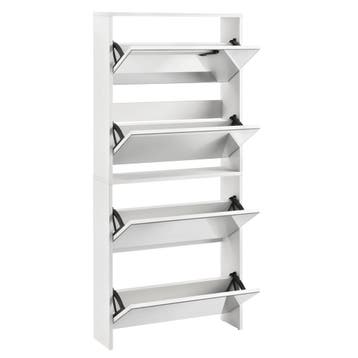 Schoenenkast met spiegels 4 vouwdeuren 134x63x17 cm wit, Verzenden, Nieuw