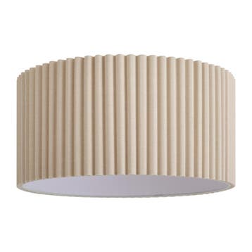 Japandi lampenkap van beige linnen 50/50/25 - Scalloped, Verzenden, Nieuw, Beige, Rond